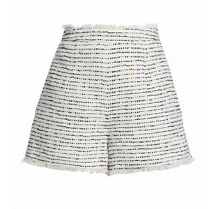 cinq a sept Tweed Coronado Short in Ivory / blue combo size 10 28” waist